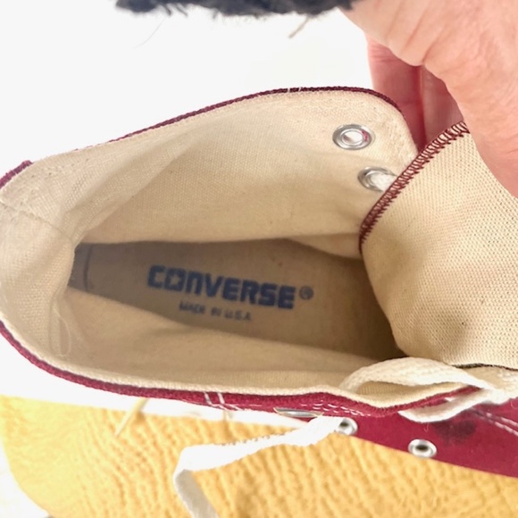 Vintage Converse Chuck Taylor All Stars Burgundy w/ screen flower High Top 1970 - Picture 7 of 11